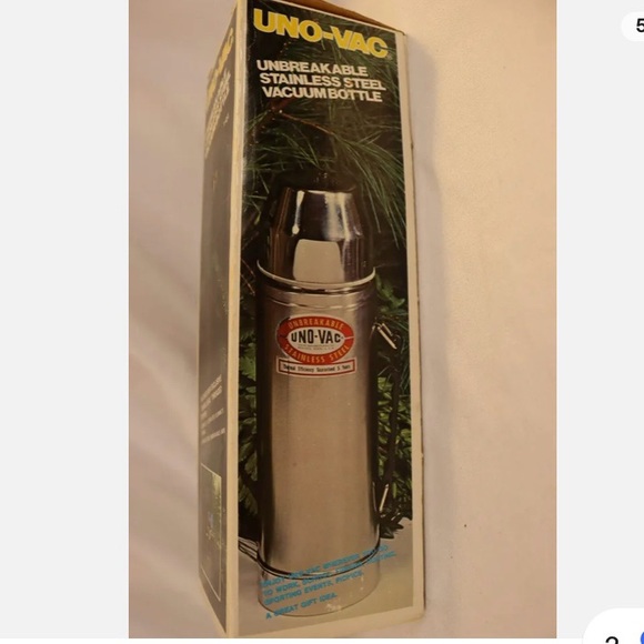 THERMOS VTG Uno-Vac Stainless Steel Vacuum Bottle 1 Qt. WOB UNBREAKABLE CUP TOP - Picture 9 of 16
